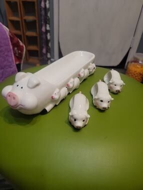 Ron Gordon Designs Pig & Piglets Ceramic Cracker Tray Dish 1983